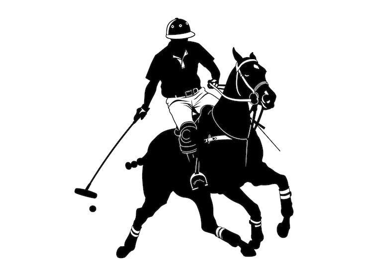 Wektor silueta zawodników polo drużyna sportowa silueta zawodnika polo zawody konne