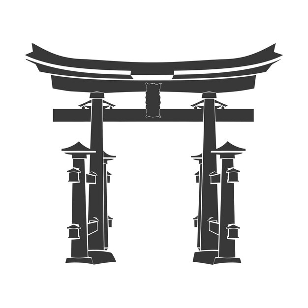 Plik wektorowy siluweta japońska tradycyjna brama tylko czarny kolor