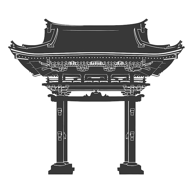 Plik wektorowy siluweta japońska tradycyjna brama tylko czarny kolor