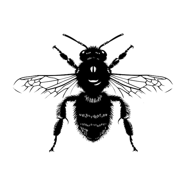 Plik wektorowy siluweta pszczoła zwierzę czarnego koloru tylko całe ciało