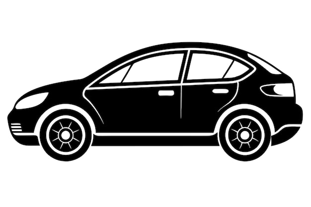 Siluweta samochodu elektrycznego Ikona wektorowa i ilustracja izolowana na białym tle