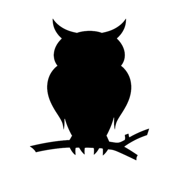 Plik wektorowy siluweta sowy czarna sowa w pozycji siedzącej silueta sowa silueta ilustracja wektorowa