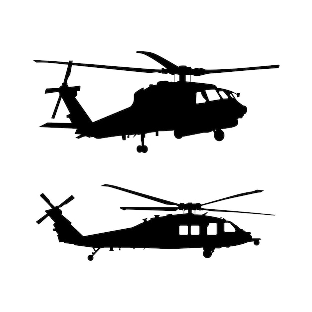 Siluwety dwóch śmigłowców w śmigłowcu lotu MH60