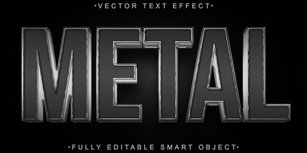 Silver Metal Vector w pełni edytowalny efekt tekstu inteligentnego obiektu