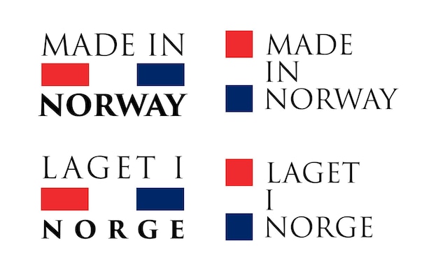 Simple Made in Norway / Etykieta Laget i Norge (norweska). Tekst w barwach narodowych ułożony poziomo i pionowo.