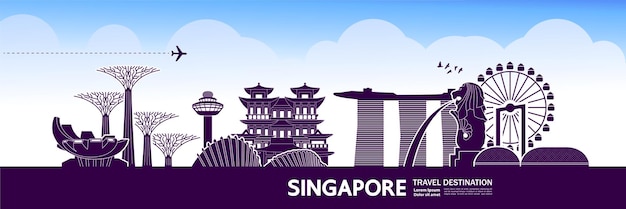 Singapur wielka ilustracja cel podróży.