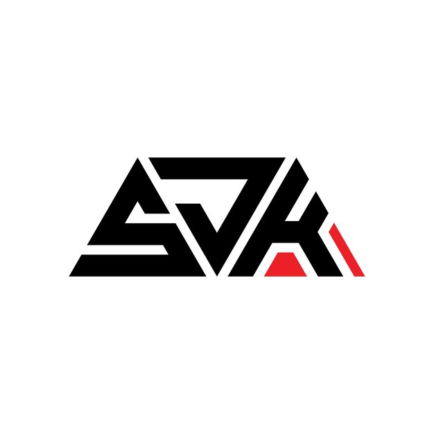 SJK trójkątowy projekt logo z kształtem trójkąta SJK trzykątny projekt logo monogram SJK wektor trójkąty szablon logo z czerwonym kolorem SJK logo trójkątne Proste eleganckie i luksusowe Logo SJK