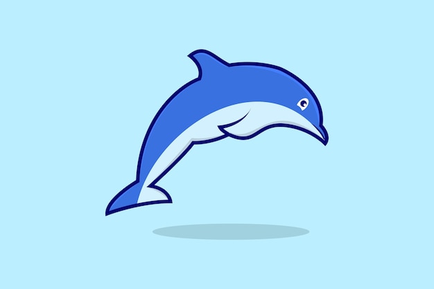 Skaczący delfin osiemdziesięcioletni kreskówka wektor ikona ilustracja