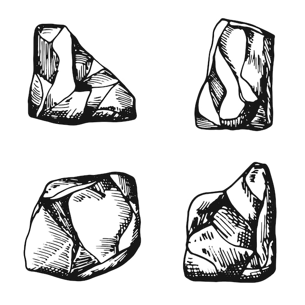 Plik wektorowy skaliste kamienie szkic zestaw izolowanych obiektów wektorowych