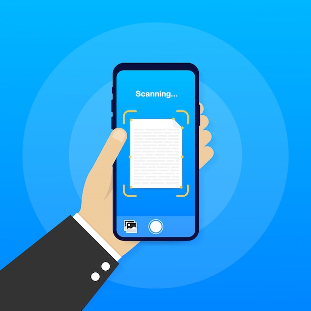 Skaner Dokumentów Smartphone Interfejs Szablon Wektor.