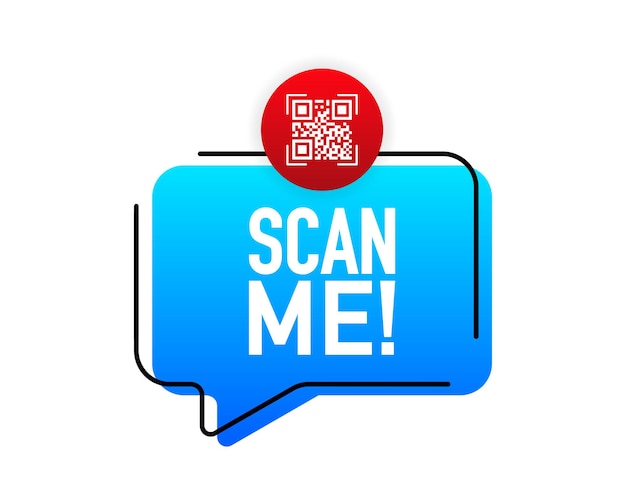 Skanowanie kodu QR do smartfona. Weryfikacyjny kod QR do płatności. Napis zeskanuj mnie. Ilustracja wektorowa.