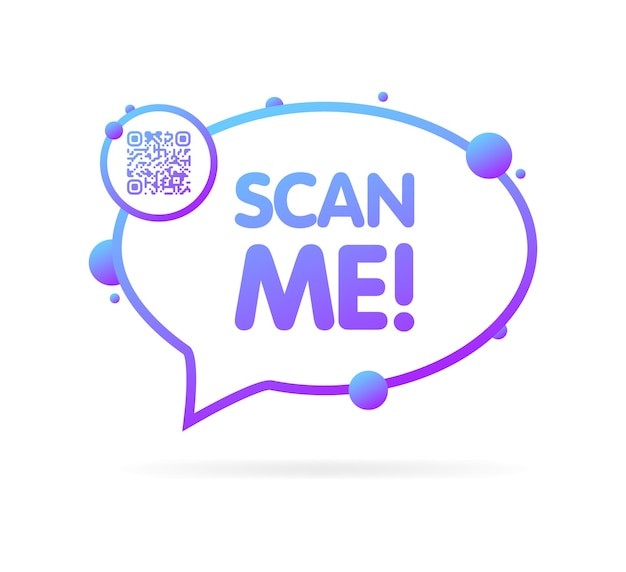 Skanuj mój znak Płaski fioletowy pęcherz wiadomości kod qr w kręgu skanuj kod qr skanuj mój znak ikona wektora