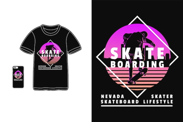 Skateboarding Nevada Skater Design Dla T Shirt Sylwetka W Stylu Retro