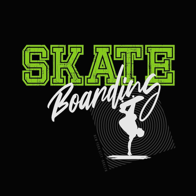 Skateboarding Typografia Projekt Koszulki.