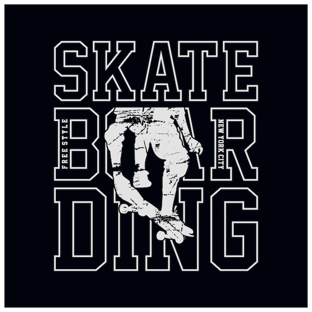 Skateboarding Typografia T Shirt Graficzny Wektor