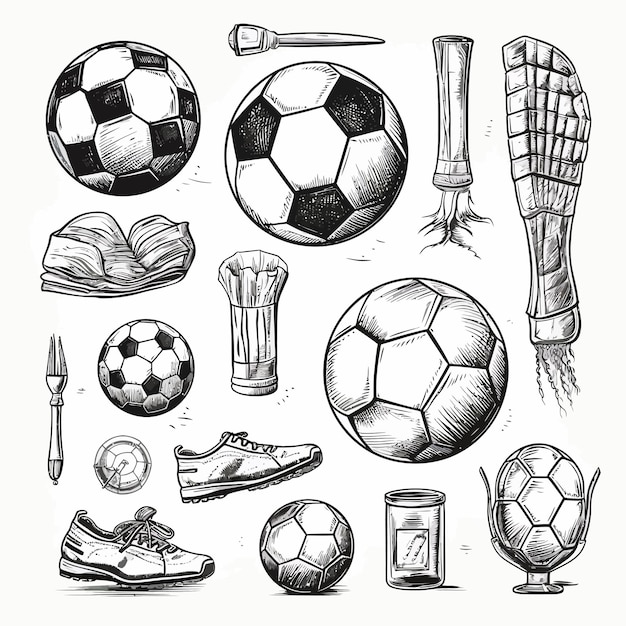 Sketch_football_elementshand_drawn_soccer