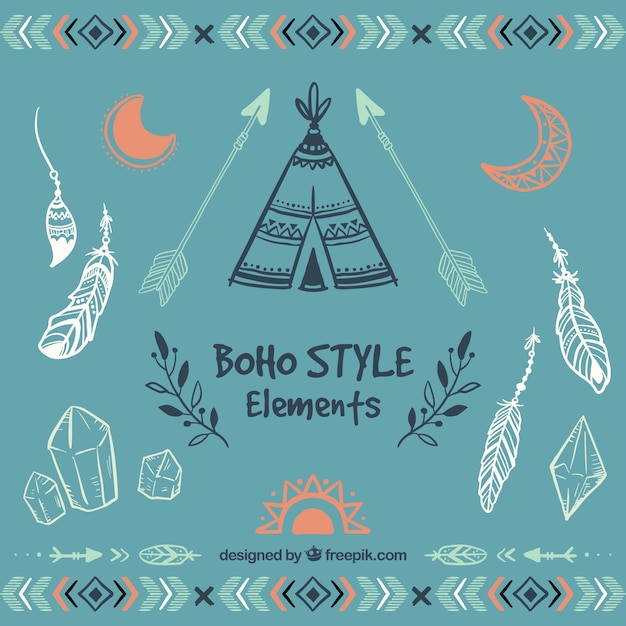 Sketchy Elementy Stylu Boho