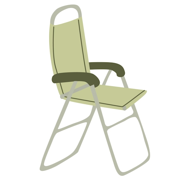 Plik wektorowy składane krzesło kempingowe ręcznie rysowane płaskie ilustracja sprzęt kempingowy