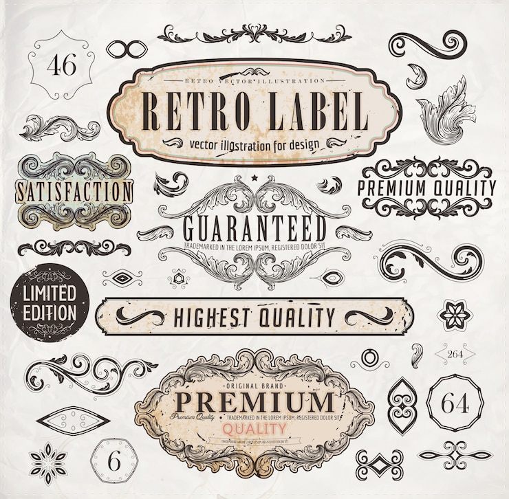 Wektor składka retro vignette okrągłe stare