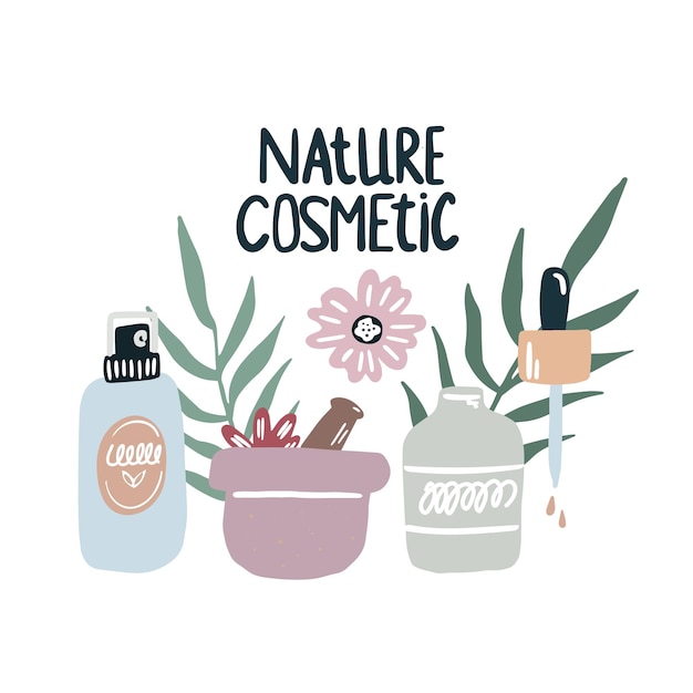 Składniki kosmetyków naturalnych. Naturalne organiczne produkty do pielęgnacji twarzy.