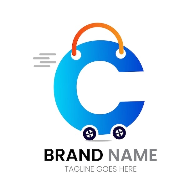 Plik wektorowy sklep internetowy z logo zakupów na literę c