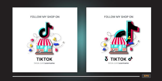 Sklep Tiktok Podążaj Za Mną Banery Promocyjne Strony Biznesowej I Szablon Postu W Mediach Społecznościowych