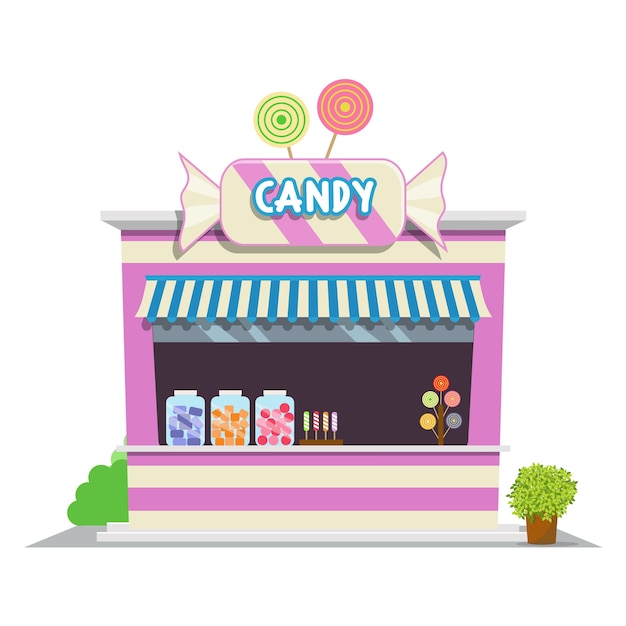 Plik wektorowy sklep ze słodyczami. sklep ikona w stylu płaski