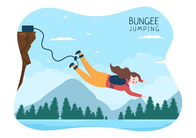 Plik wektorowy skoki na bungee płaskie kreskówka sport ekstremalny ilustracja wektorowa