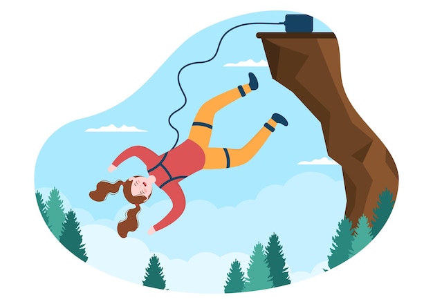 Plik wektorowy skoki na bungee płaskie kreskówka sport ekstremalny ilustracja wektorowa