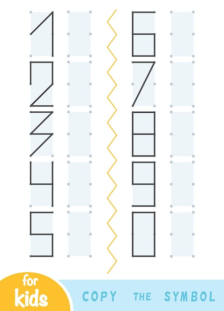 Plik wektorowy skopiuj obrazkową grę edukacyjną dla dzieci replikuj obraz za pomocą kropek narysuj cyfry arabskie