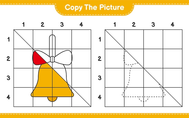 Skopiuj Obrazkową Grę Edukacyjną Golden Christmas Bells Za Pomocą Linii Siatki