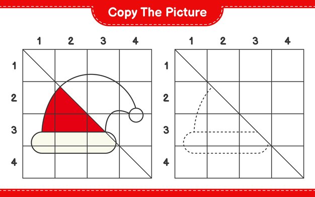 Skopiuj Obrazkową Grę Edukacyjną Przedstawiającą świętego Mikołaja Za Pomocą Linii Siatki