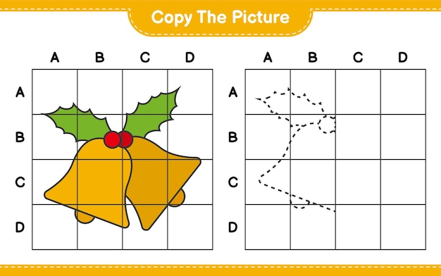 Skopiuj Zdjęcie, Skopiuj Zdjęcie Dzwonka Za Pomocą Linii Siatki. Gra Edukacyjna Dla Dzieci, Arkusz Do Druku