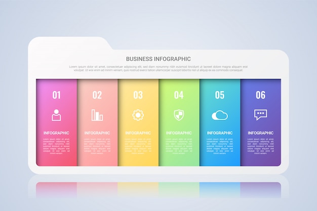 Skoroszytowy Biznesowy Infographic Szablon Z Sześć Krokami Multicolor Lael