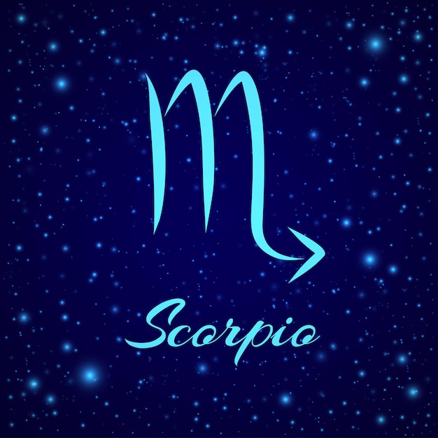 Skorpion. Wektor Znak Zodiaku Na Nocnym Niebie. Element Horoskopu