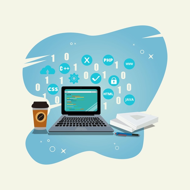 Skrypt programowania internetowego Kod programu skrypt html wektor algorytmu kodowania