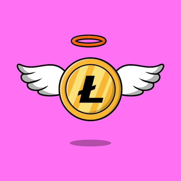 Skrzydlate Złote Monety Litecoin Wektor Ilustracja Na Białym Tle