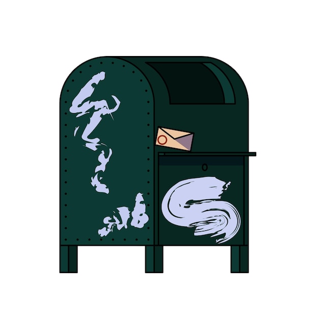 Plik wektorowy skrzynka pocztowa w kolorze zielonym z rysunkiem wektorowym litery