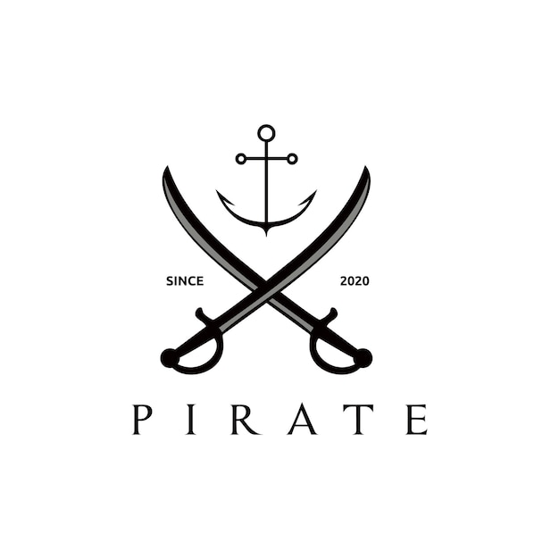 Skrzyżowane Miecze Piratów Z Ilustracji Wektorowych Projektowania Logo Kotwicy
