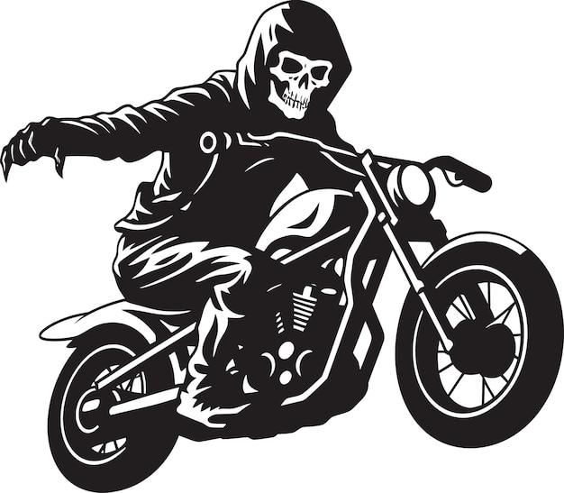 Skull Cruiser Biker Skeleton w Dark Vector Emblem Phantom Fury Motocykl Skeleton in Black Leathe
