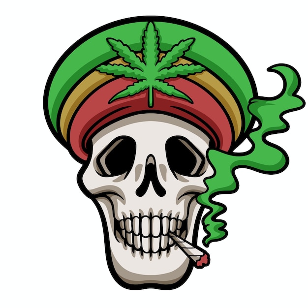 Plik wektorowy skull reggae palący trawkę