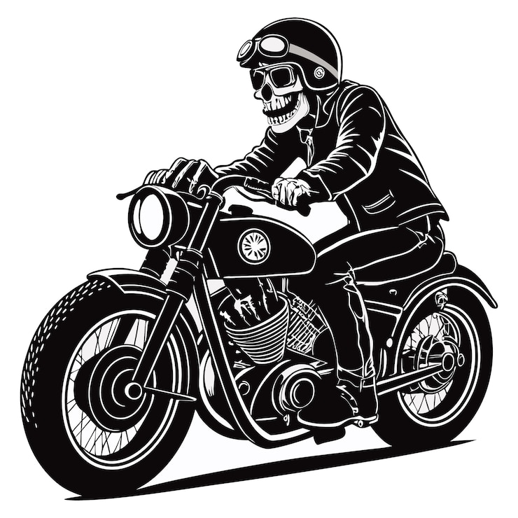 Wektor skull ride silhouette wektorowy projekt motocyklowy