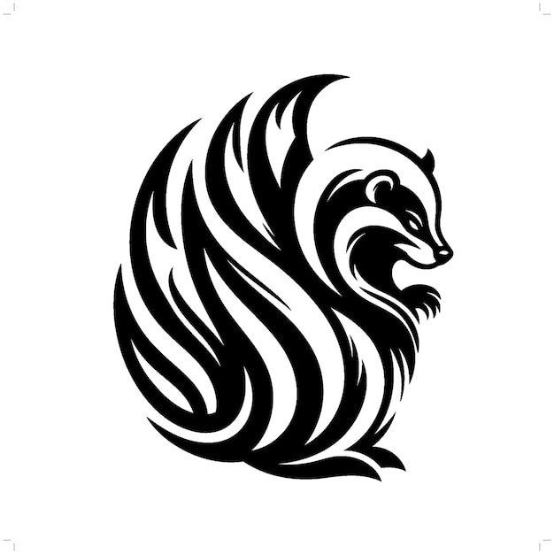 Plik wektorowy skunk w nowoczesnym tatuażu plemiennym abstrakcyjny sztuka linii zwierząt minimalistyczny kontur wektorowy