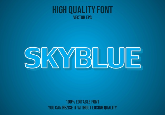 Skyblue Vector Edytowalny Efekt Tekstowy