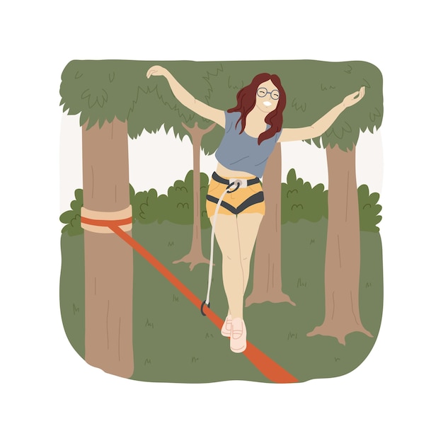 Plik wektorowy slacklining ilustracja kreskówka na białym tle wektor