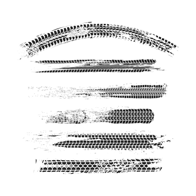 Plik wektorowy Ślady opon ciężarówek lub suv-ów odrapany odcisk kół samochodowych