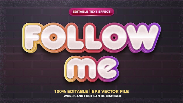 Śledź Mnie W Mediach Społecznościowych 3d Edytowalny Efekt Tekstowy