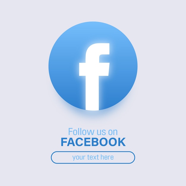 Śledź nas na Facebooku w mediach społecznościowych kwadratowy baner z 3D świecącym logo