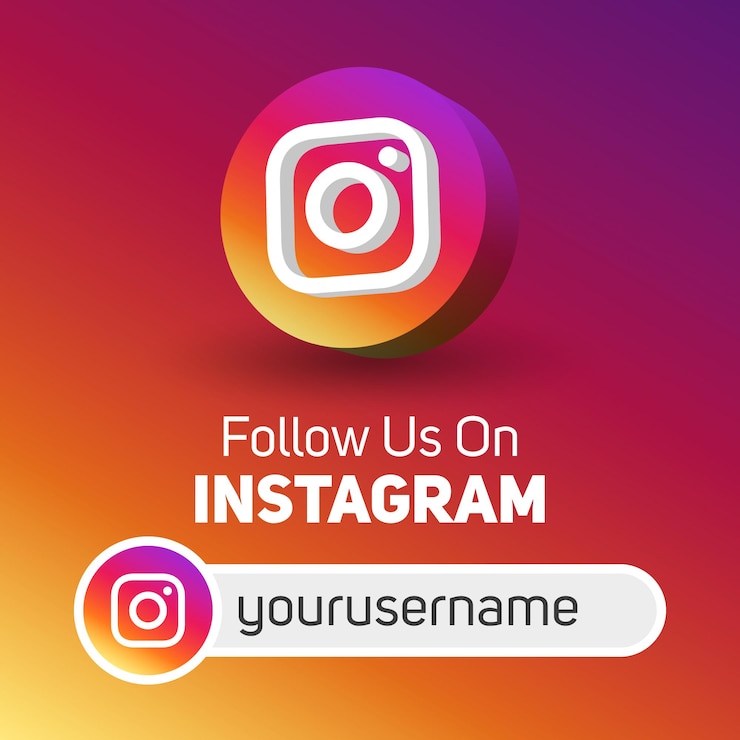 Wektor śledź nas na instagramie social media kwadratowy baner z logo 3d i polem nazwy użytkownika