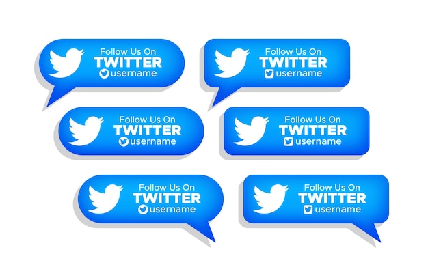 Śledź Nas Na Twitterze W Mediach Społecznościowych Transparent Etykieta Ilustracja Wektorowa 3d